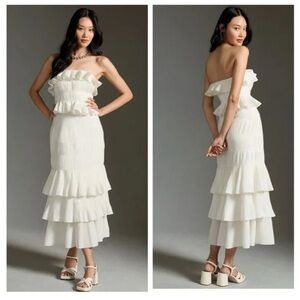 Anthropologie Cream Strapless Dress